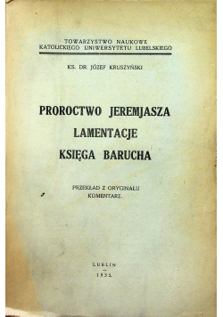 Proroctwo Jeremiasza Lamentacje Księga Baryucha 1935 r.