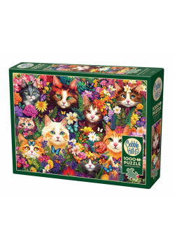 Puzzle 1000 Koty wśród kwiatów G3