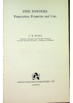 Fine powders: preparation, properties and uses, (Materials science series)