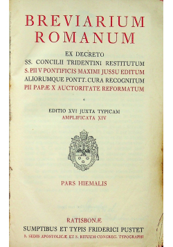 Breviarium Romanum Pars Hiemalis 1936 r.