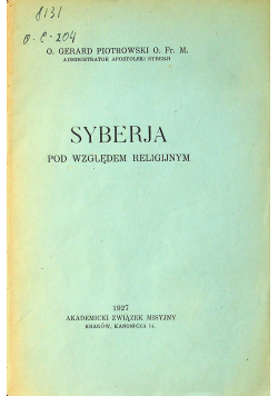 Syberyja pod względem religijnym 1927 r
