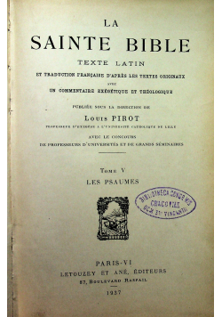 La Sainte Bible tome V 1937 r