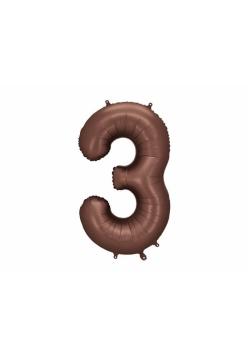 Balon foliowy cyfra 3 86cm mocca