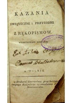 Kazania świąteczne i przygodne z rękopismow 1824 r.