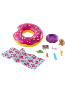 Barbie. Zestaw ogrodowy akcesoria basenowe FXG38