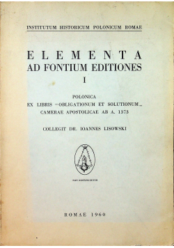 Elementa ad fontium editiones I