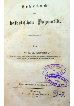 Lehrbuch der katolischen Dogamtik 1853 r