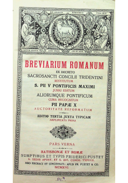 Breviarium Romanum ex decreto sacrosancti concilii tridentini 1916 r.