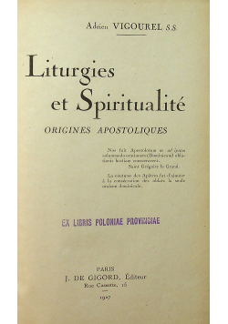 Liturgies et Spiritualite 1927 r.
