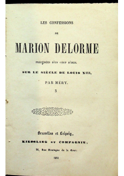 Les Confessions de Marion Delorme 1851 r.