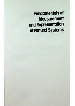 Fundamentals of Measurement and Representation of Natural System