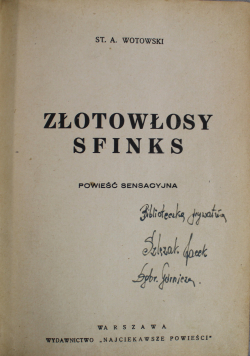 Złotowłosy Sfinks