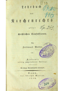 Lehrbuch des Kirchenrechts 1836r