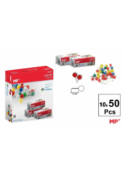 Kolorowe pinezki 11mm okrągła główka 10x50szt