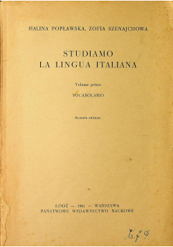 Studiamo La Lingua Italiana Volume Primo Vocabolario
