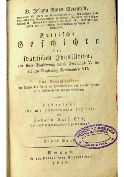 Kritisch Geschichte der Spanischen Inauguration  1819 r