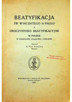 Beatyfikacja św Wincentego a Paulo 1929