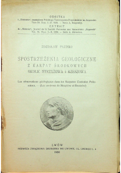 Spostrzeżenia Geologiczne z Karpat Środkowych 1930r.