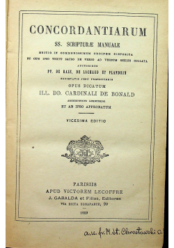Concordantiarum ss. scripture manuale 1929 r
