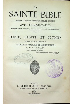 La Saint Bible Tobie Judith et Esther 1879 r