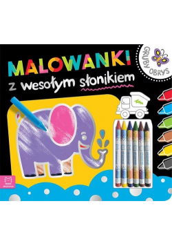 Malowanki z wesołym słonikiem Gruby obrys Kredki woskowe
