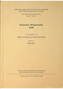 Onomastica Slavogermanica XXIII