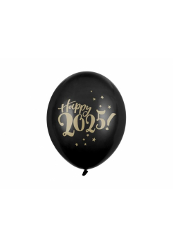 Balony Happy 2025! Pastel Black 30cm 6szt