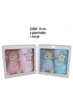Zwierzęta z kocykiem i grzechotką 15cm MIX