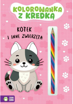 Kotek i inne zwierzęta. Kolorowanka z kredką