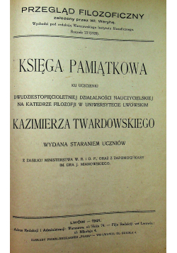 Przegląd filozoficzny Rocznik 23 1921 r.