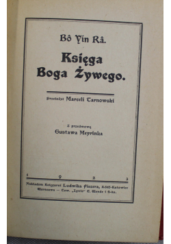 Księga Boga Żywego 1923 r.