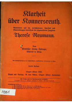Rlarheit uber Ronnersreuth 1929r