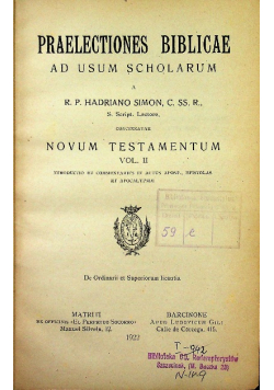 Praelectiones biblicae as usum scholarum 1927 r.