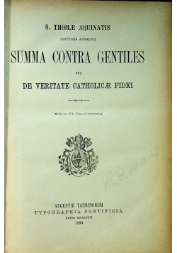 Summa contra Gentiles seu de Veritate Catholicae Fidei 1894 r.