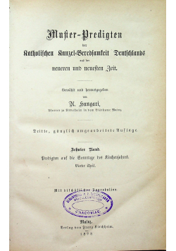 Mufter - Predigten der Katholischen Kanzler Beredfamefeit Deutschland 1878 r.