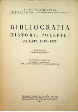Bibliografia historii polskiej za lata 1935 - 1937