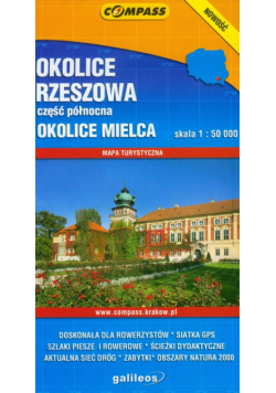 Okolice Rzeszowa, część północna okolice. Mielca mapa turystyczna