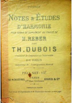 Notes and Etudes dharmonie 1894 r