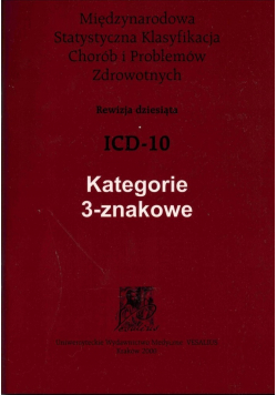 Międzynarodowa Statystyczna Klasyfikacja Chorób i Problemów Zdrowotnych Rewizja 10 ICD 10 Kategorie 3 znakowe