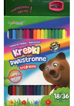 Kredki szkolne trójkątne dwustronne 18 sztuk 36 kolorów