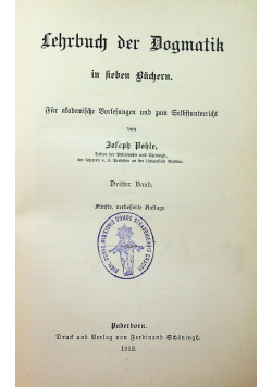 Lehrbuch der Dogmatik Dritter Band 1912 r.