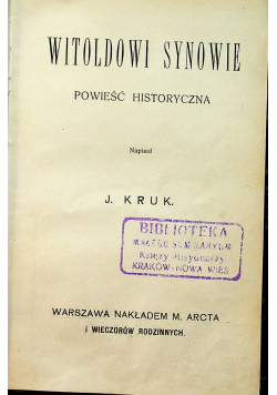 Witoldowi Synowie powieść historyczna 1911 r