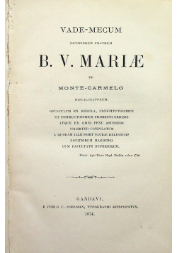 Vade mecum B V Mariae 1874 r