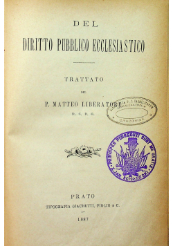 Del Diritto pubblico ecclesiastico trattato 1887 r.