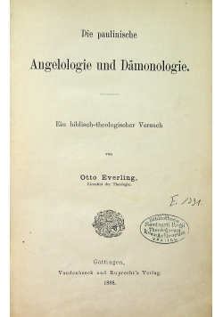 Die paulinische Angelologie und Damonologie 1888 r.
