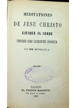 Meditationes de Jesu Christo 1882 r.