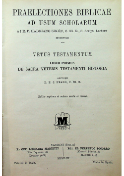 Praelectiones Biblicae ad Usum Scholarum Vetus Testamentum