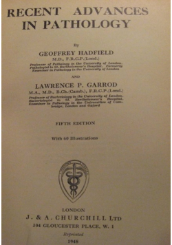 Recent advances in pathology, 1948 r.