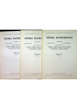 Studia mathematica Tom XCV Fasc 1 do 3