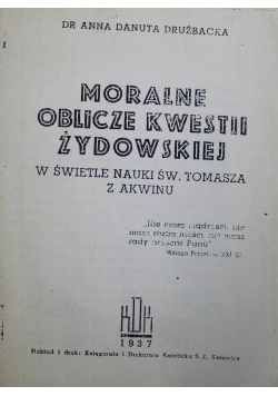 Moralne Oblicze Kwestii Żydowskiej 1937 r.